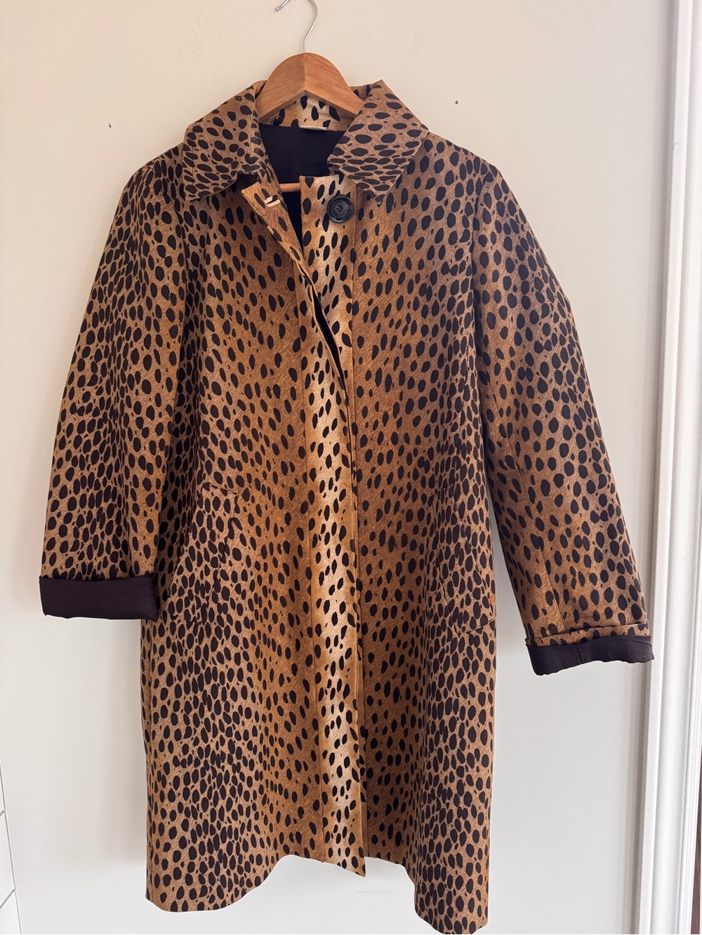 Michael Kors Leopard-Print Trench Coat in Brown and Black